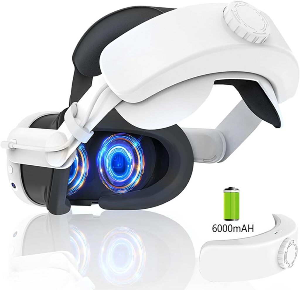 AARONMEI Fascia per Meta Quest 3 - Batteria da 6000 mAh