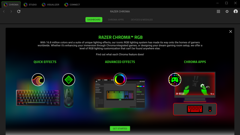 Razer Chroma interfaccia dashboard